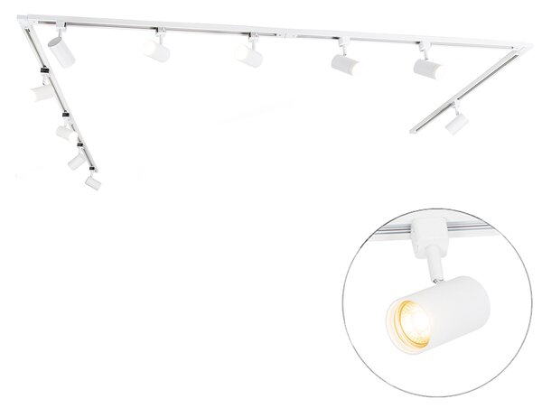 Sistem inteligent de iluminat pe șină cu 10 spoturi albe monofazate, incl. 10 Wifi GU10 50mm - Iconic Jeana