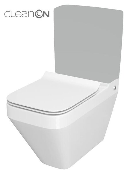 Cersanit Crea Clean On, bol pătrat combinat cu scaun subțire din duroplastic, alb, K114-022