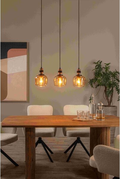 Lustră pe cablu Lucide 45408/03/62 ILONA 3xE27/40W/230V negru/bej