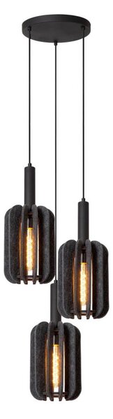 Lustră pe cablu Lucide 45492/13/36 RAFAL 3xE27/40W/230V negru/gri