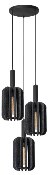 Lustră pe cablu Lucide 45492/13/36 RAFAL 3xE27/40W/230V negru/gri