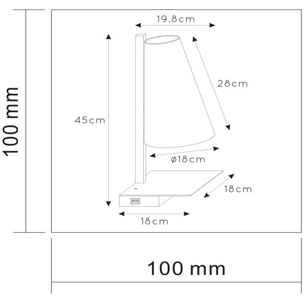 Lampă dimabilă de masă Lucide 30295/01/30 GREGORY 1xE27/60W/230V USB negru