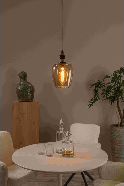 Lustră pe cablu Lucide 45408/22/62 ILONA 1xE27/40W/230V d. 22 cm negru/bej