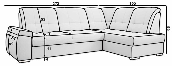 Colțar lemn masiv Extensibil Theo 272x192cm Ladă Depozitare Personalizabil - Poco 40