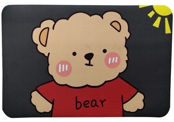 Covoras antiderapant Pufo Teddy Bear, pentru camera copilului, bucatarie, baie, 58 x 39 cm