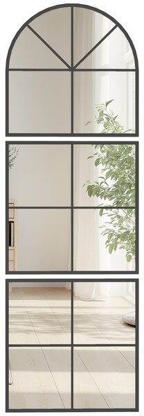 HOMCOM Oglindă murală arhitectonică 60 x 180 cm fereastră cu cadru metalic, pentru salon, dormitor, hol, negru | Aosom Romania
