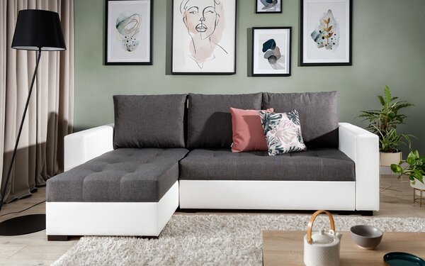 Colțar lemn masiv Extensibil Nelia 237x150cm Ladă Depozitare Personalizabil - Sawana 05/ Soft 17, Universal