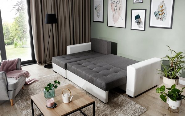 Colțar lemn masiv Extensibil Nelia 237x150cm Ladă Depozitare Personalizabil - Sawana 05/ Soft 17, Universal