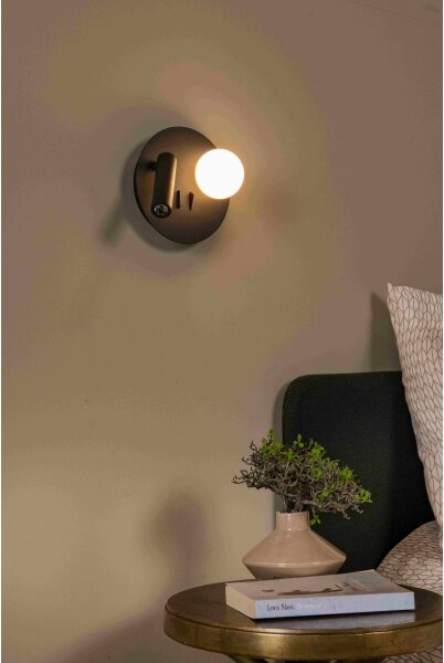Aplică LED Lucide 77286/02/30 MATIZ 2xLED/3,5W/230V USB negru