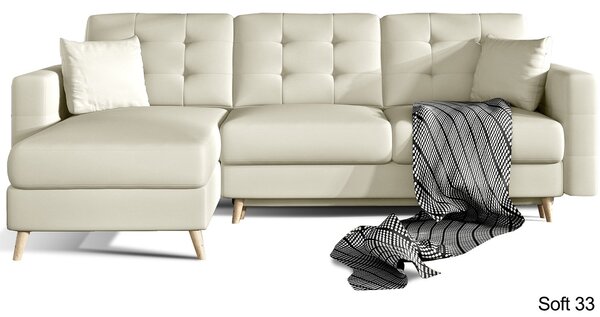 Colțar lemn masiv Extensibil Oslo 250x162cm Ladă Depozitare Personalizabil - Soft 17 (piele eco), Universal