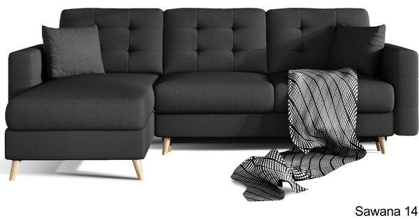Colțar lemn masiv Extensibil Oslo 250x162cm Ladă Depozitare Personalizabil - Soft 17 (piele eco), Universal