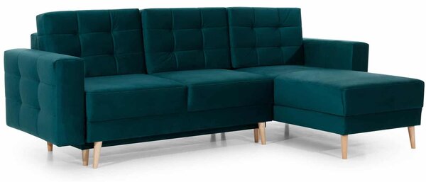 Colțar lemn masiv Extensibil Oslo 250x162cm Ladă Depozitare Personalizabil - Soft 17 (piele eco), Universal