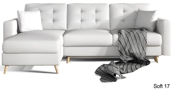 Colțar lemn masiv Extensibil Oslo 250x162cm Ladă Depozitare Personalizabil - Soft 17 (piele eco), Universal