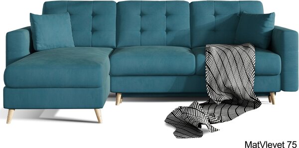 Colțar lemn masiv Extensibil Oslo 250x162cm Ladă Depozitare Personalizabil - Soft 17 (piele eco), Universal