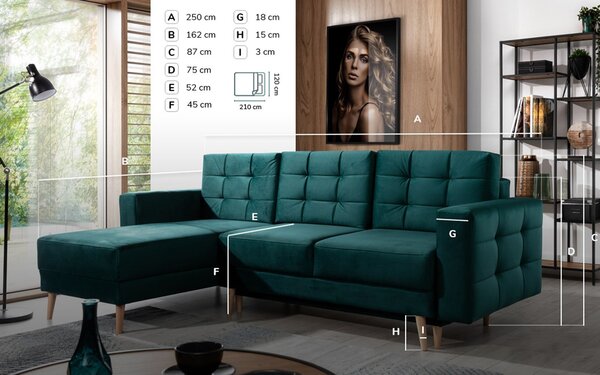 Colțar lemn masiv Extensibil Oslo 250x162cm Ladă Depozitare Personalizabil - Soft 17 (piele eco), Universal