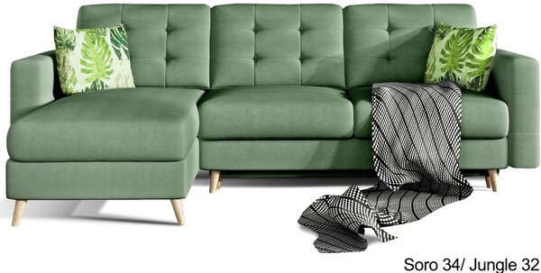 Colțar lemn masiv Extensibil Oslo 250x162cm Ladă Depozitare Personalizabil - Soft 17 (piele eco), Universal