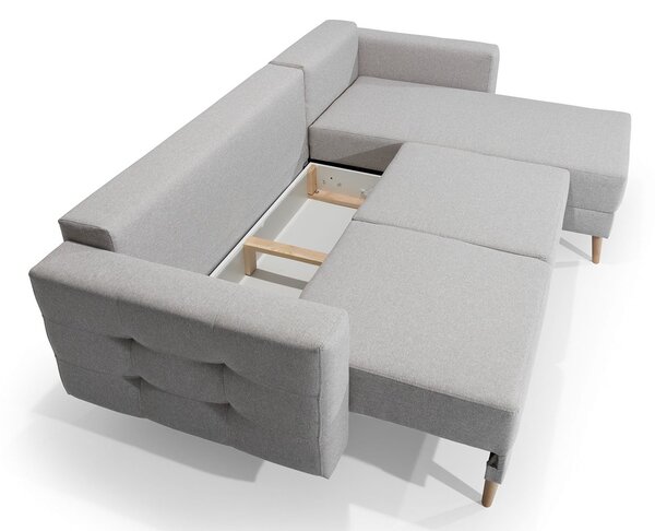 Colțar lemn masiv Extensibil Oslo 250x162cm Ladă Depozitare Personalizabil - Soft 17 (piele eco), Universal