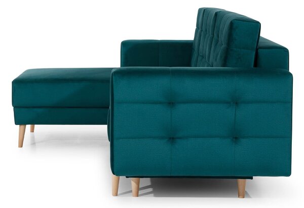 Colțar lemn masiv Extensibil Oslo 250x162cm Ladă Depozitare Personalizabil - Soft 17 (piele eco), Universal