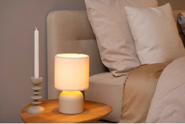 Lampă de masă Lucide 10516/01/38 WOOLLY 1xE14/40W/230V crem