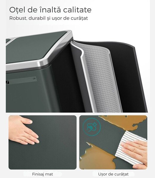 Coș de reciclare SORT 54 l (3×18 l), antracit/argintiu SongmicsHome