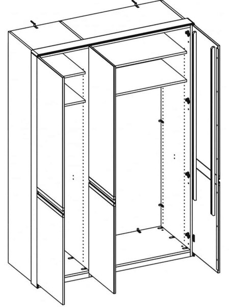 Dulap stejar masiv Serena, 154 × 61 × 222 cm - Cu oglinda