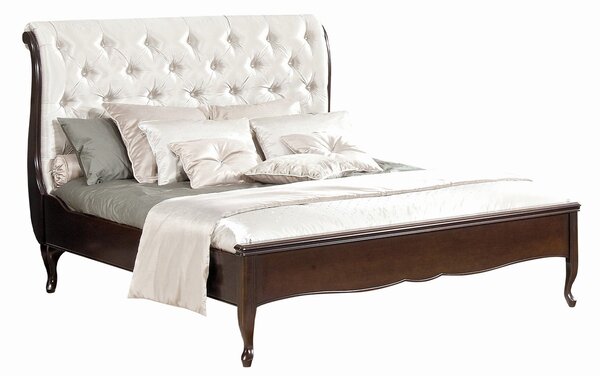 Pat lemn masiv nuc Weston W1 - Piele Naturală - 160x200