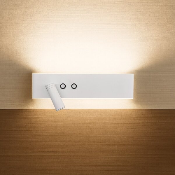 Aplica de perete tip spot RESORT LED/10W/230V + LED/3W, albă, stânga