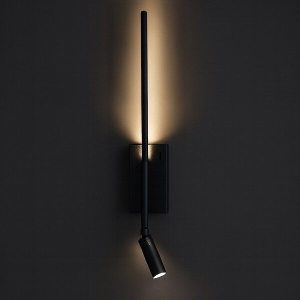 Aplică LED de perete TORCH, 6W/230V + 3W LED, negru