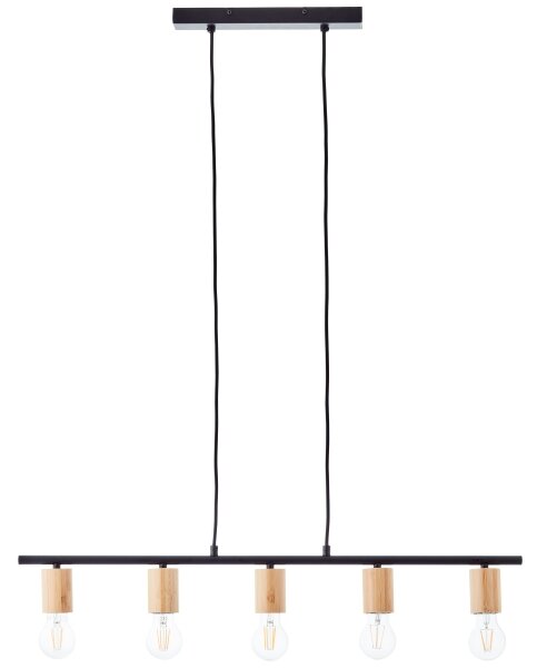 Brilliant - Candelabru KERRY suspendat pe cablu 5xE27/40W/230V negru/bambus