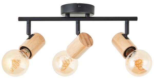 Brilliant - Lampă spot KERRY 3xE27/40W/230V, negru/bambus