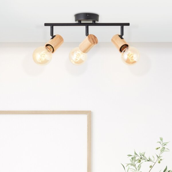 Brilliant - Lampă spot KERRY 3xE27/40W/230V, negru/bambus