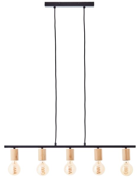 Brilliant - Candelabru KERRY suspendat pe cablu 5xE27/40W/230V negru/bambus
