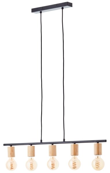 Brilliant - Candelabru KERRY suspendat pe cablu 5xE27/40W/230V negru/bambus