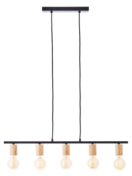 Brilliant - Candelabru KERRY suspendat pe cablu 5xE27/40W/230V negru/bambus