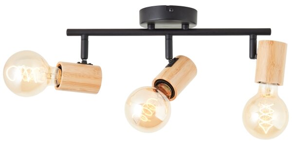 Brilliant - Lampă spot KERRY 3xE27/40W/230V, negru/bambus
