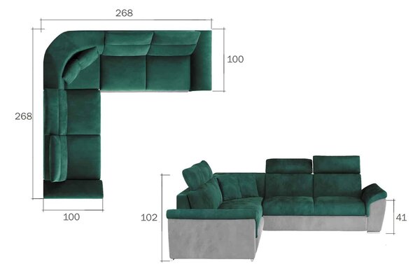 Colțar lemn masiv Extensibil Felis Depozitare 268x268cm Personalizabil - Kronos 09, Universal