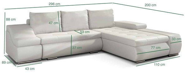 Colțar lemn masiv Extensibil Opal Depozitare 296x200cm Personalizabil - Soft 11 (piele eco neagra)