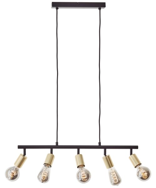 Brilliant - Lampă suspendată pe cablu 5xE27/28W/230V negru/alamă