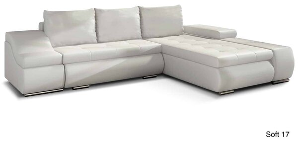 Colțar lemn masiv Extensibil Opal Depozitare 296x200cm Personalizabil - Soft 11 (piele eco neagra)