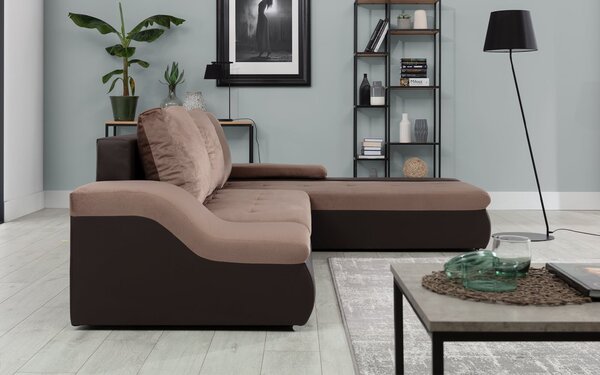 Colțar lemn masiv Extensibil Opal Depozitare 296x200cm Personalizabil - Soft 11 (piele eco neagra)