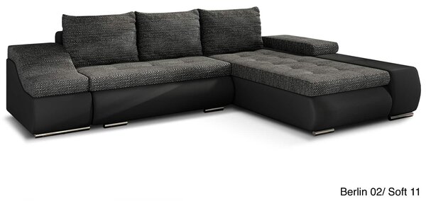 Colțar lemn masiv Extensibil Opal Depozitare 296x200cm Personalizabil - Soft 11 (piele eco neagra)