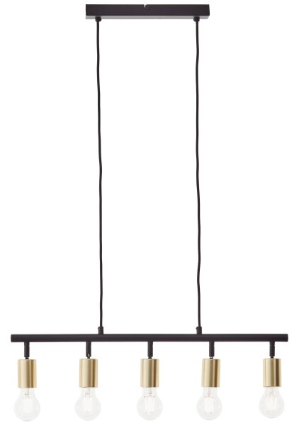 Brilliant - Lampă suspendată pe cablu 5xE27/28W/230V negru/alamă