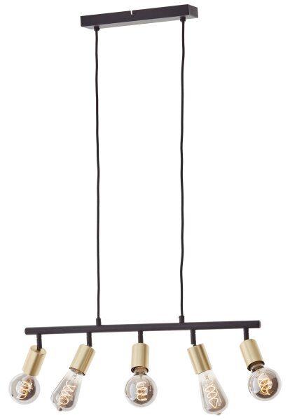 Brilliant - Lampă suspendată pe cablu 5xE27/28W/230V negru/alamă