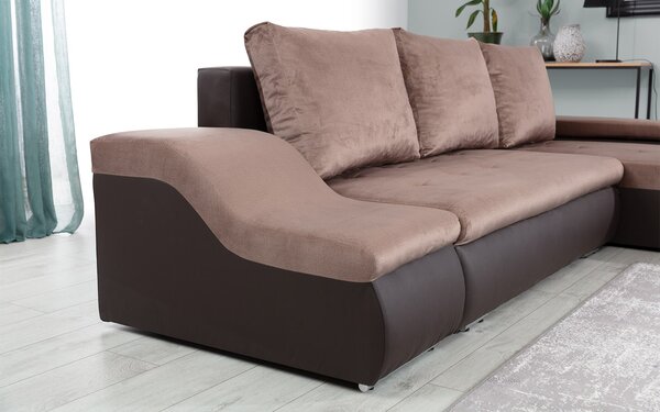 Colțar lemn masiv Extensibil Opal Depozitare 296x200cm Personalizabil - Soft 11 (piele eco neagra)
