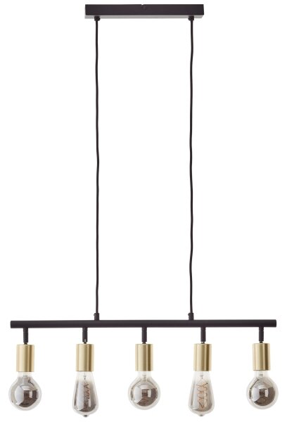 Brilliant - Lampă suspendată pe cablu 5xE27/28W/230V negru/alamă