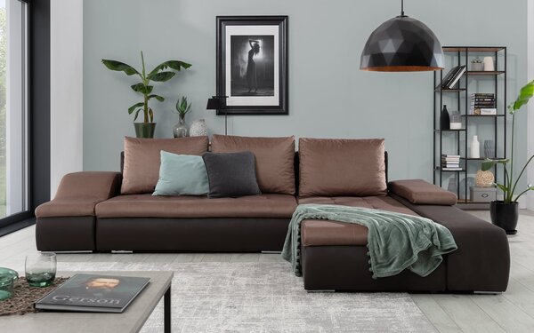 Colțar lemn masiv Extensibil Opal Depozitare 296x200cm Personalizabil - Soft 11 (piele eco neagra)