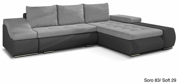 Colțar lemn masiv Extensibil Opal Depozitare 296x200cm Personalizabil - Soft 11 (piele eco neagra)