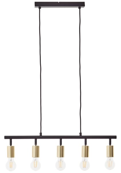 Brilliant - Lampă suspendată pe cablu 5xE27/28W/230V negru/alamă