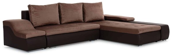 Colțar lemn masiv Extensibil Opal Depozitare 296x200cm Personalizabil - Soft 11 (piele eco neagra)