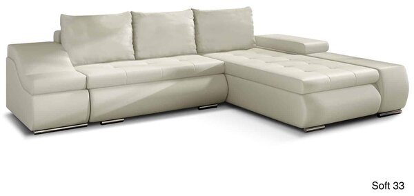 Colțar lemn masiv Extensibil Opal Depozitare 296x200cm Personalizabil - Soft 11 (piele eco neagra)